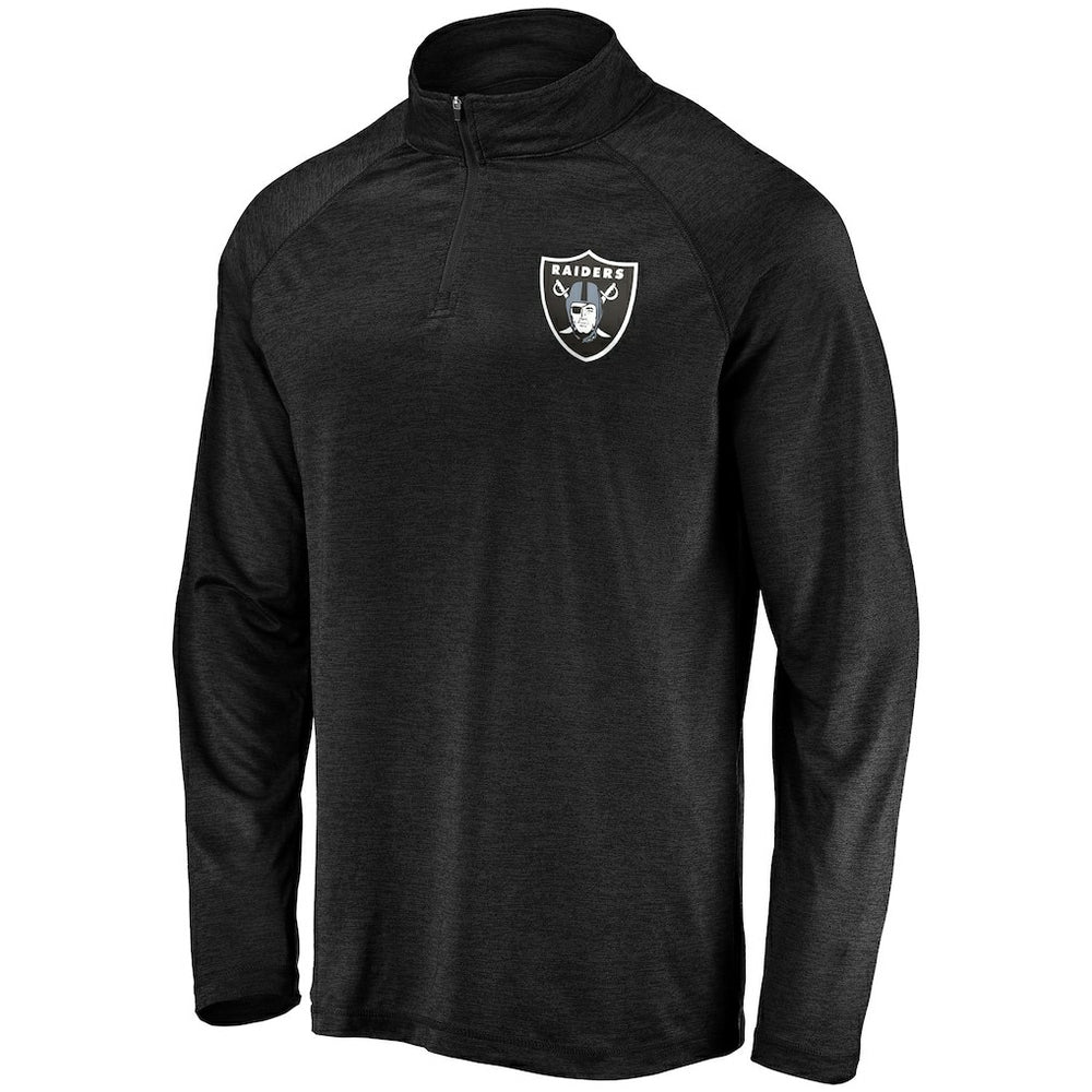Las Vegas Raiders Striated Primary Logo Raglan Quarter-Zip Pullover Jacket - Black - Fanatics