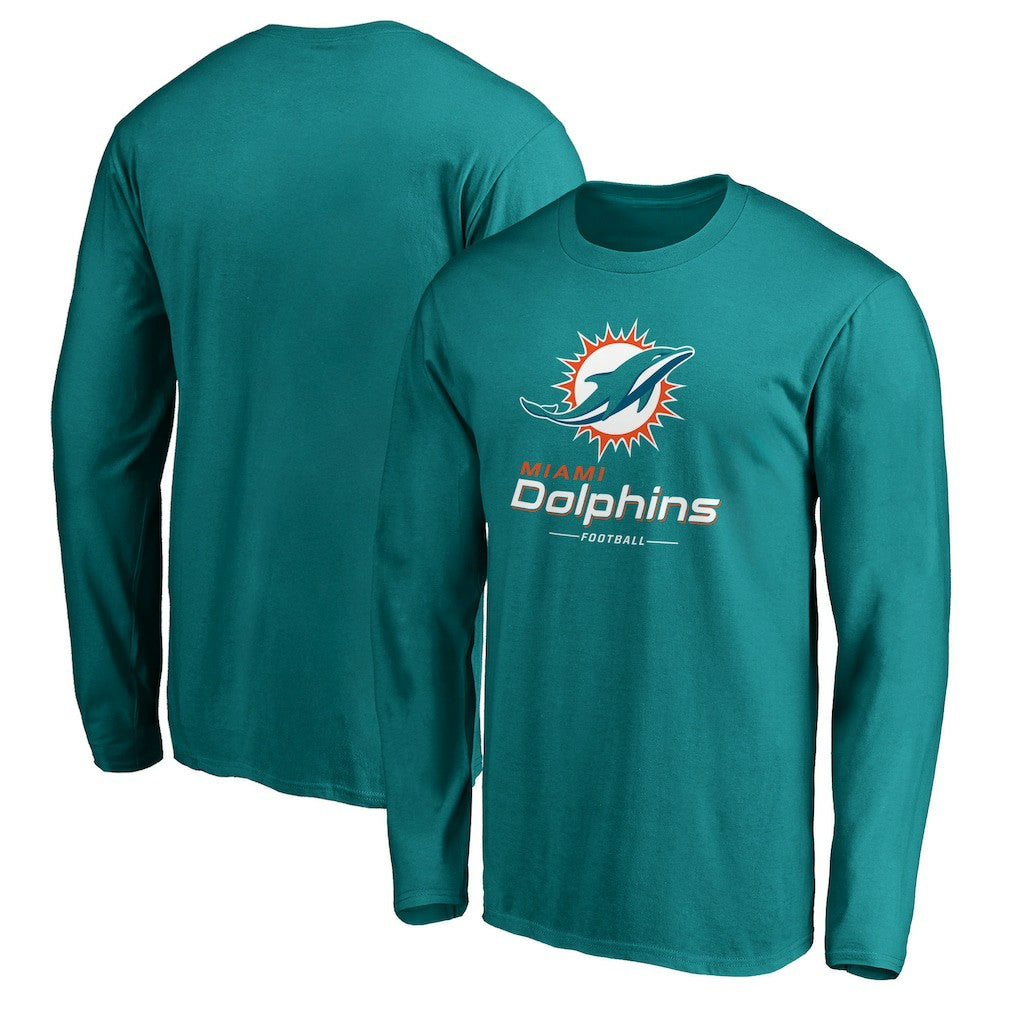 Miami Dolphins Team Lockup Long Sleeve T-Shirt - Aqua - Fanatics