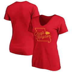 Kansas City Chiefs Women's Iconic Script State V-Neck T-Shirt - Red - Fanatics