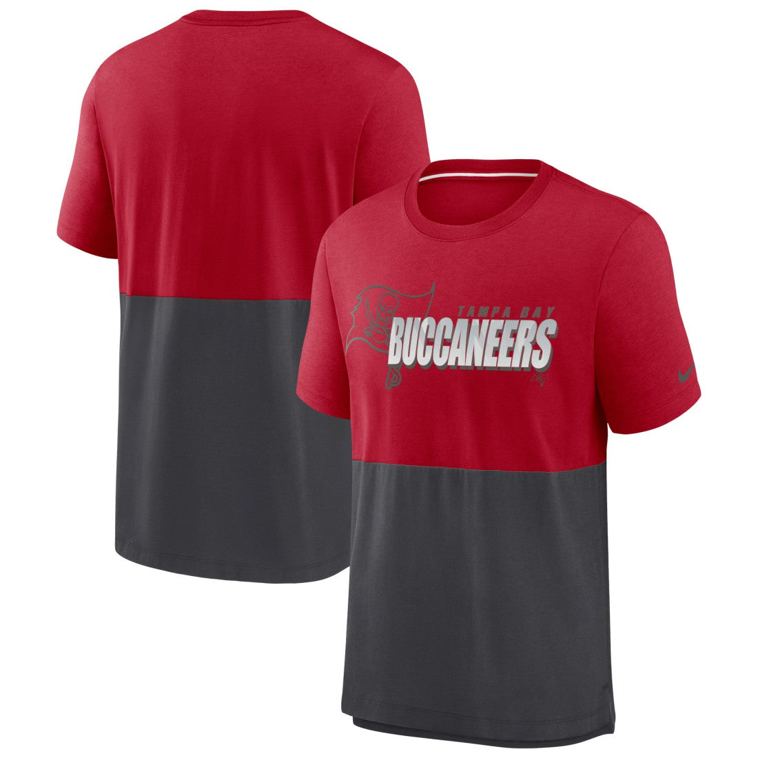 Tampa Bay Buccaneers Fan Gear Colorblock Tri-Blend T-Shirt - Red/Pewter - Nike