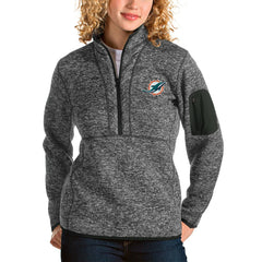 Miami Dolphins Antigua Women's Fortune Half-Zip Pullover Jacket - Charcoal - NFL