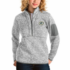 Green Bay Packers Antigua Women's Fortune Half-Zip Pullover Jacket - Gray - NFL