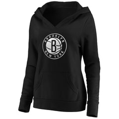 Fanatics Brooklyn Nets Women's Primary Logo V-Neck Pullover Hoodie Black