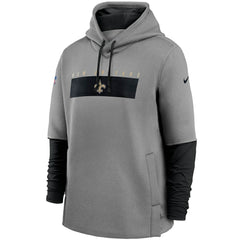 New Orleans Saints Sideline Playbook Performance Pullover Hoodie - Heathered Gray/Black - Nike