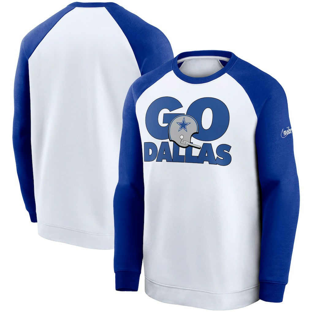 Dallas Cowboys Fan Gear Throwback Go Helmet Sweatshirt - White/Royal - Nike