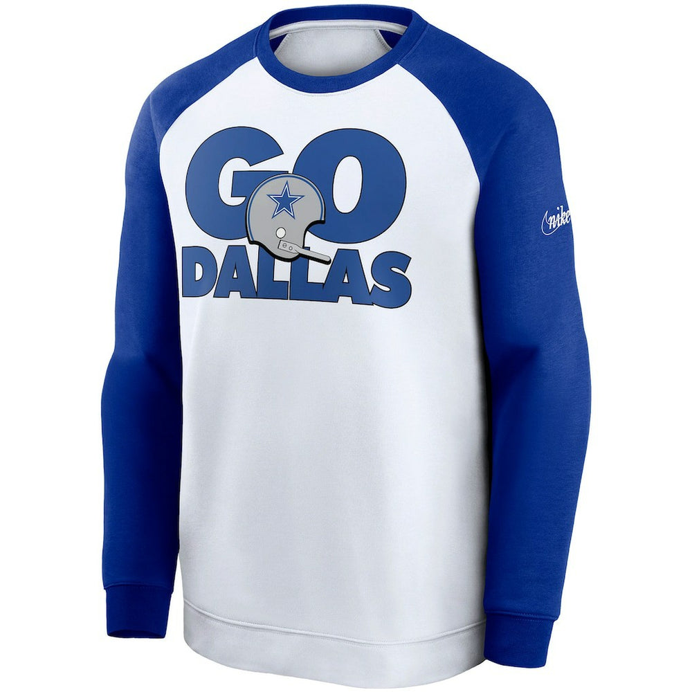 Dallas Cowboys Fan Gear Throwback Go Helmet Sweatshirt - White/Royal - Nike