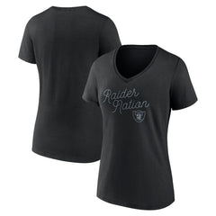 Las Vegas Raiders Women's Iconic Script State V-Neck T-Shirt - Black - Fanatics