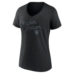 Las Vegas Raiders Women's Iconic Script State V-Neck T-Shirt - Black - Fanatics