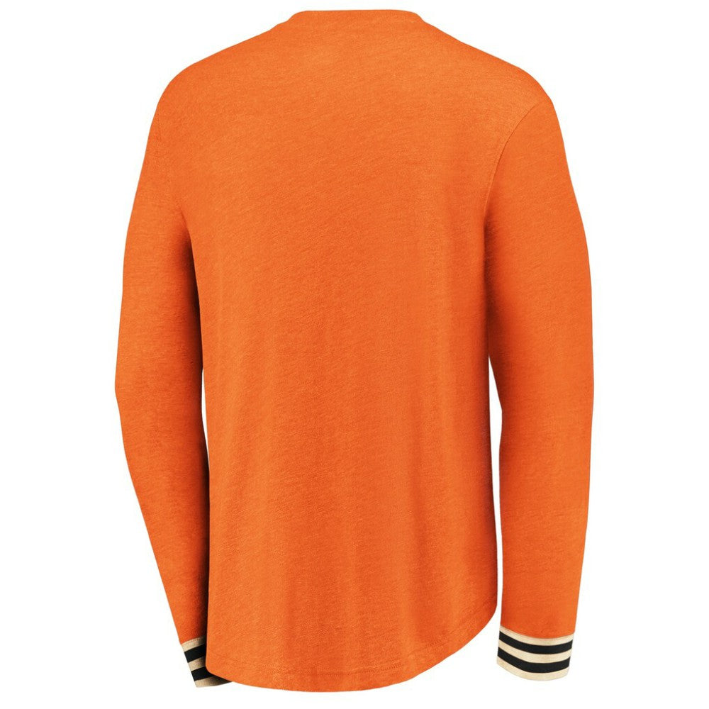 Philadelphia Flyers Fanatics True Classics Henley Long Sleeve T-Shirt - Heathered Orange | Fanatics Lifestyle