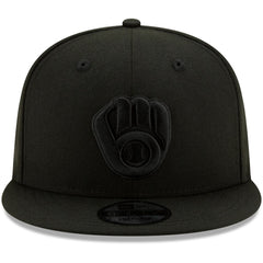 Milwaukee Brewers New Era Black on Black 9FIFTY Snapback Adjustable Hat Discount