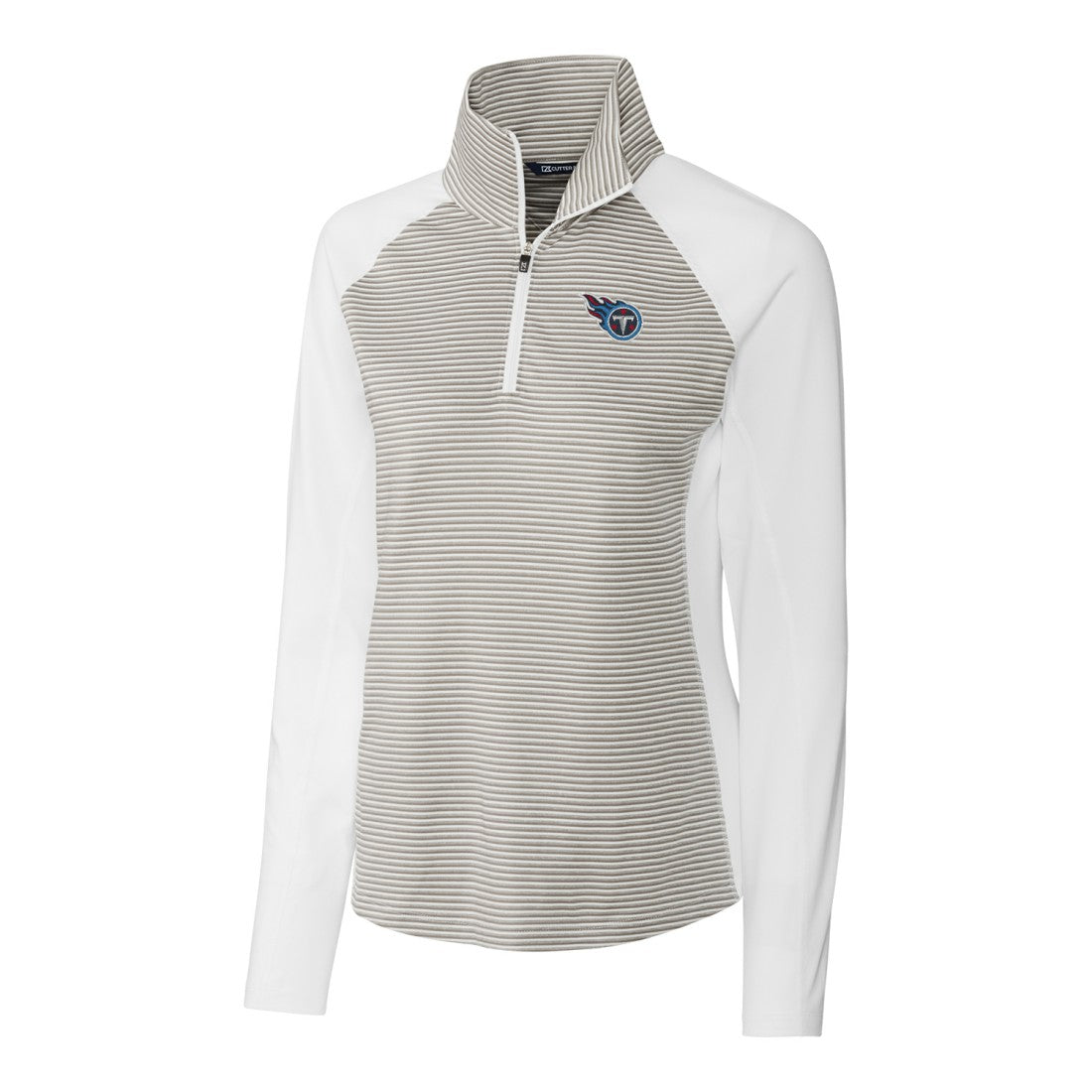 Tennessee Titans Cutter & Buck Women's Forge Tonal Stripe Half-Zip Pullover Jacket - White - NFL