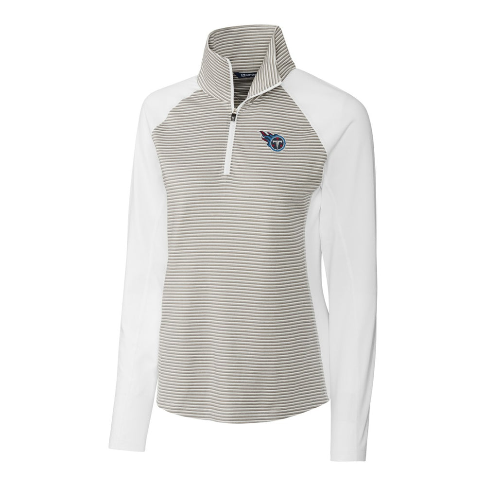 Tennessee Titans Cutter & Buck Women's Forge Tonal Stripe Half-Zip Pullover Jacket - White - NFL