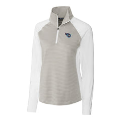 Tennessee Titans Cutter & Buck Women's Forge Tonal Stripe Half-Zip Pullover Jacket - White - NFL