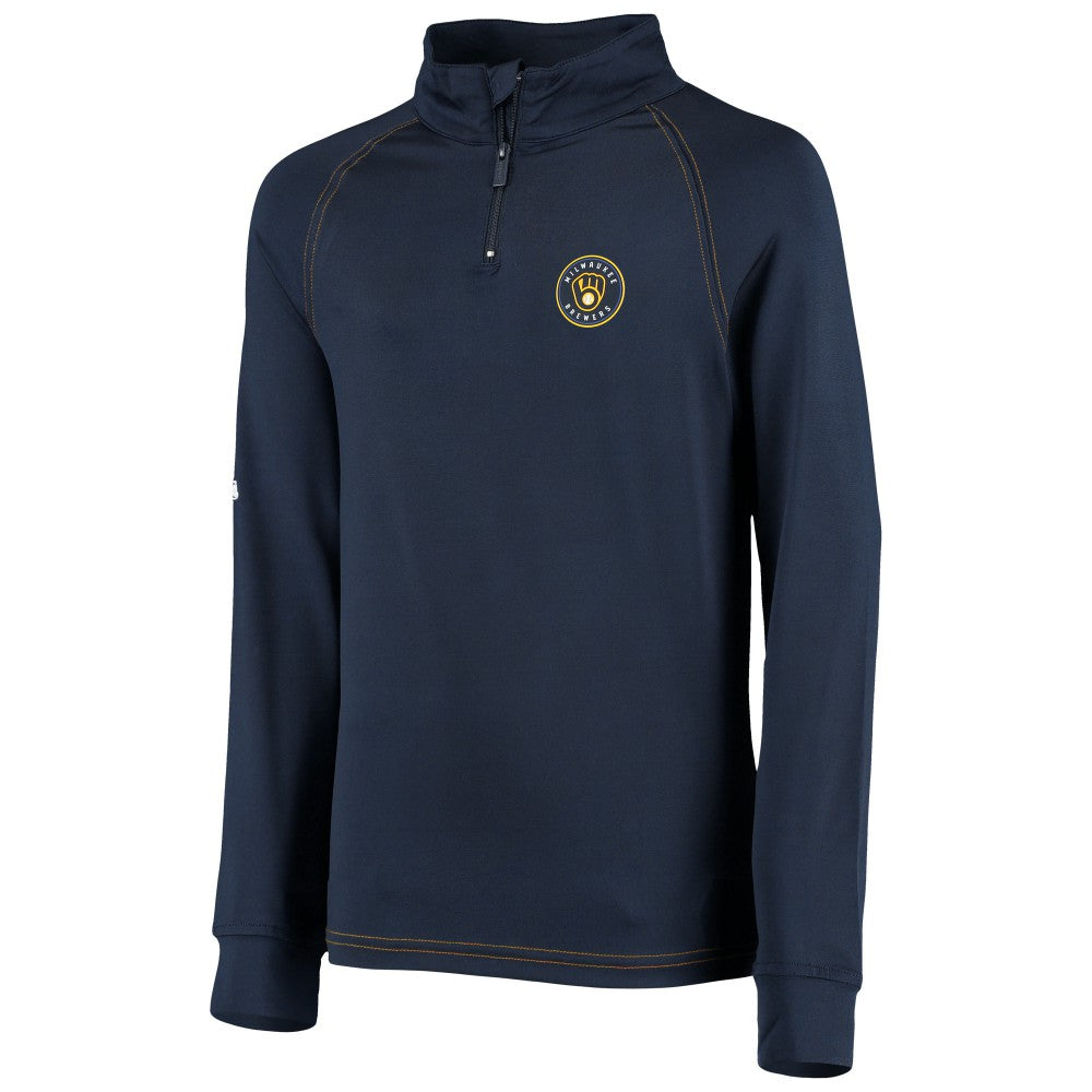 Milwaukee Brewers Stitches Youth Raglan Quarter-Zip Jacket Online