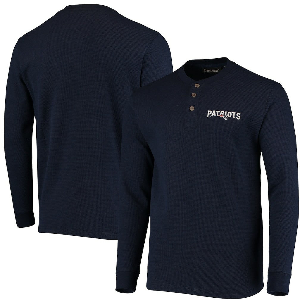 New England Patriots Dunbrooke Logo Maverick Thermal Henley Long Sleeve T-Shirt - Navy - NFL