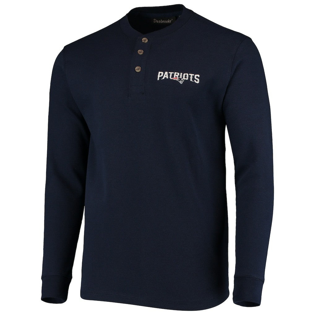 New England Patriots Dunbrooke Logo Maverick Thermal Henley Long Sleeve T-Shirt - Navy - NFL