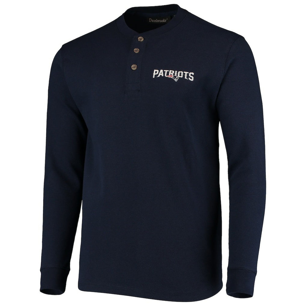 New England Patriots Dunbrooke Logo Maverick Thermal Henley Long Sleeve T-Shirt - Navy - NFL
