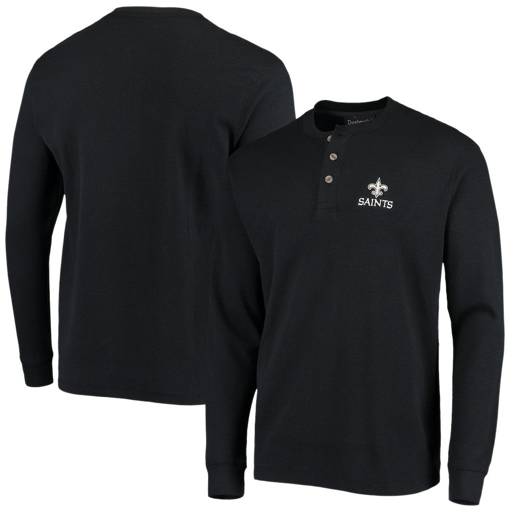 New Orleans Saints Dunbrooke Logo Maverick Thermal Henley Long Sleeve T-Shirt - Black - NFL