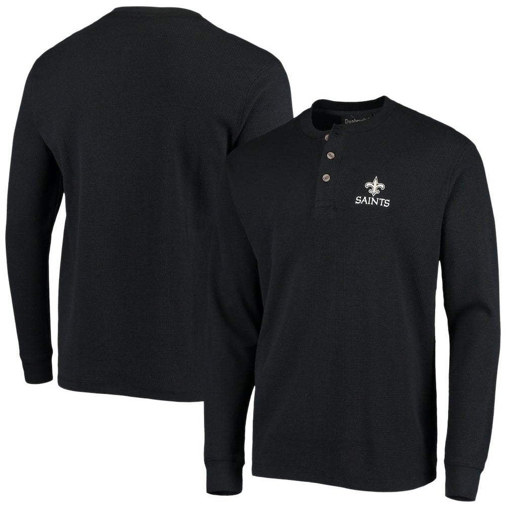 New Orleans Saints Dunbrooke Logo Maverick Thermal Henley Long Sleeve T-Shirt - Black - NFL