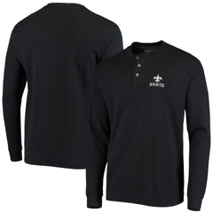 New Orleans Saints Dunbrooke Logo Maverick Thermal Henley Long Sleeve T-Shirt - Black - NFL