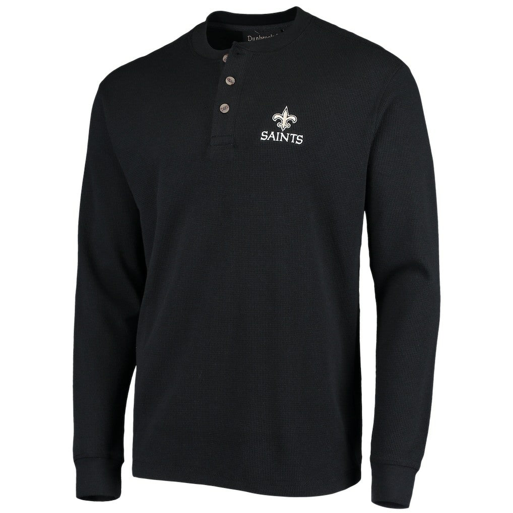 New Orleans Saints Dunbrooke Logo Maverick Thermal Henley Long Sleeve T-Shirt - Black - NFL