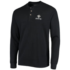 New Orleans Saints Dunbrooke Logo Maverick Thermal Henley Long Sleeve T-Shirt - Black - NFL