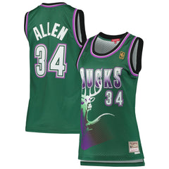 Mitchell & Ness Ray Allen Milwaukee Bucks Women's 1996/97 Hardwood Classics Swingman Jersey Green