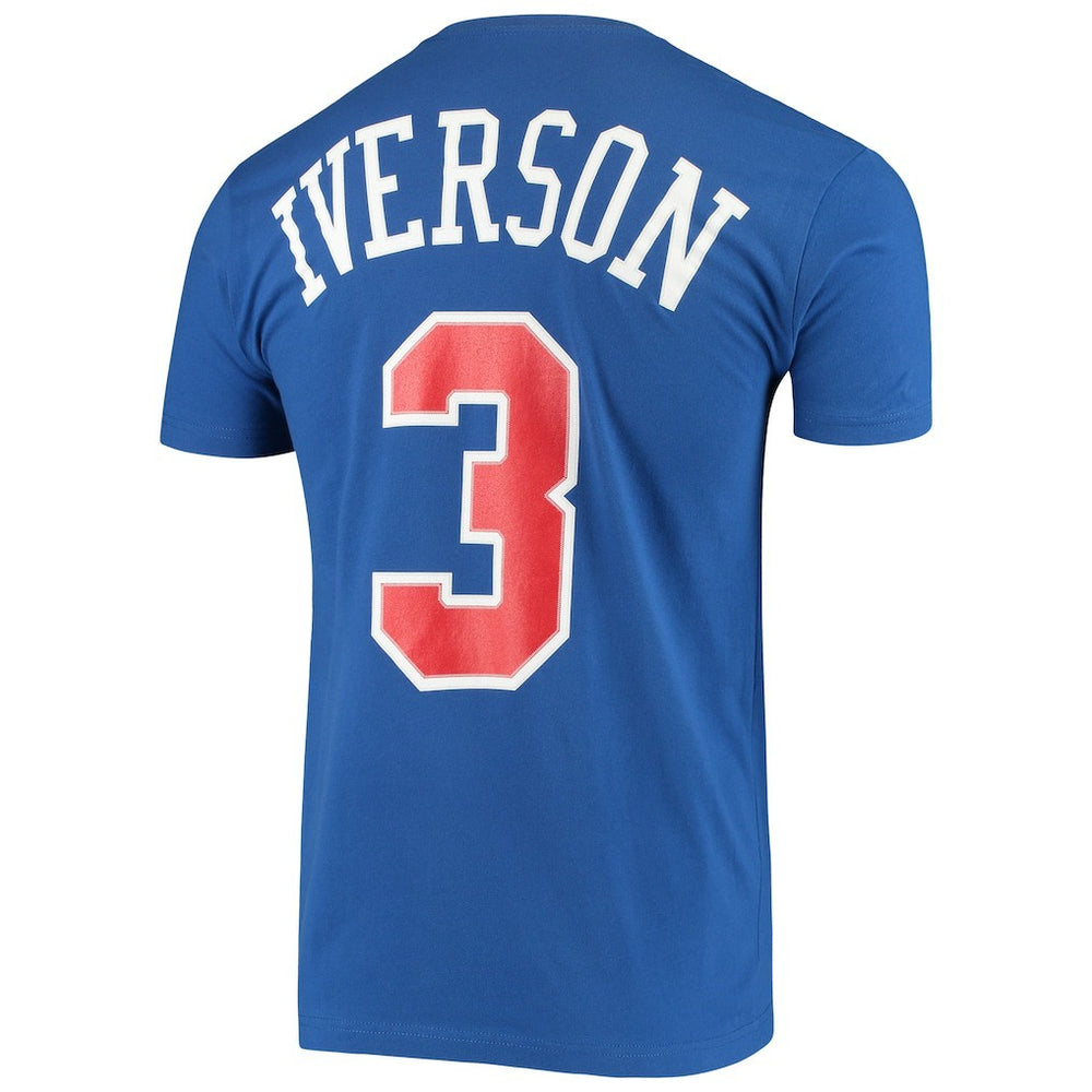 Mitchell & Ness Allen Iverson Philadelphia 76ers Hardwood Classics Name & Number Player T-Shirt Royal