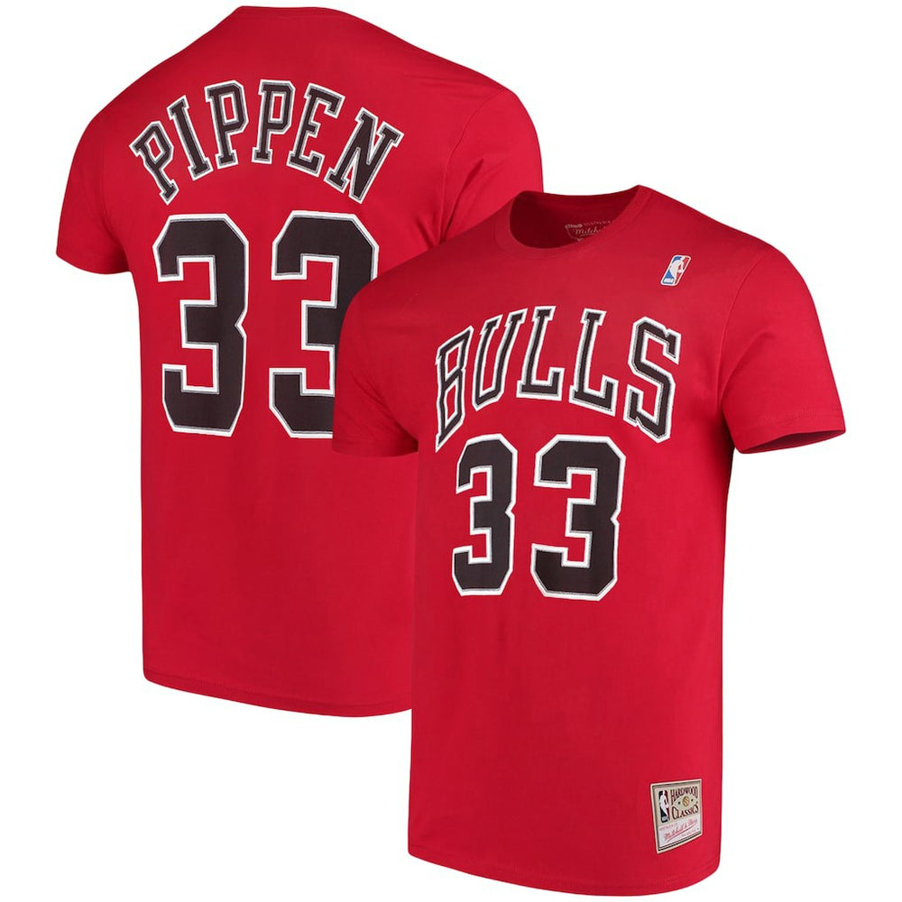 Mitchell & Ness Scottie Pippen Chicago Bulls Hardwood Classics Name & Number Player T-Shirt Red