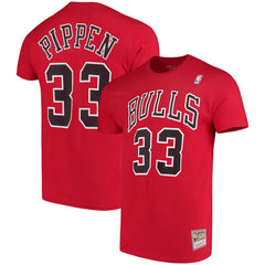 Mitchell & Ness Scottie Pippen Chicago Bulls Hardwood Classics Name & Number Player T-Shirt Red