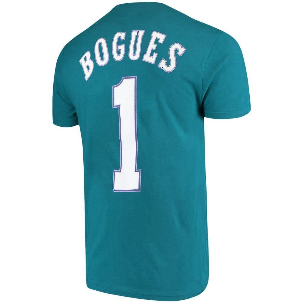 Mitchell & Ness Muggsy Bogues Charlotte Hornets Hardwood Classics Name & Number Player T-Shirt Teal