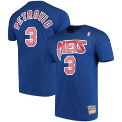 Mitchell & Ness Drazen Petrovic Brooklyn Nets Hardwood Classics Name & Number Player T-Shirt Royal