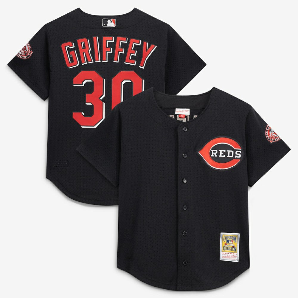 Ken Griffey Jr. Cincinnati Reds Mitchell & Ness Cooperstown Collection Mesh Batting Practice Button-Up Jersey Outlet