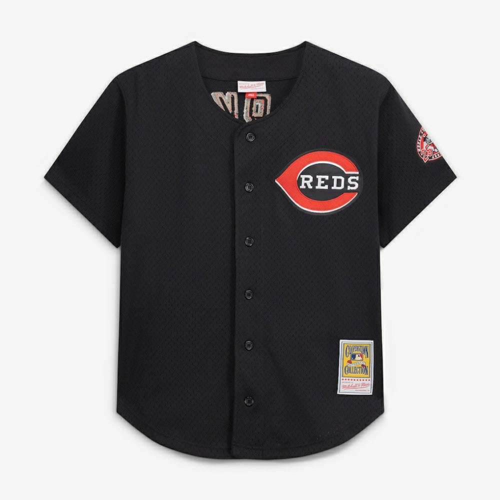 Barry Larkin Cincinnati Reds Mitchell & Ness Cooperstown Collection Mesh Batting Practice Button-Up Jersey Outlet