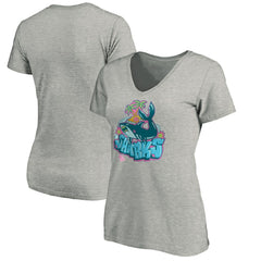 San Jose Sharks Women's Graffiti Shark V-Neck T-Shirt - Heather Gray | NHL online