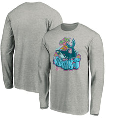 San Jose Sharks Graffiti Shark Long Sleeve T-Shirt - Heather Gray | NHL Clearance