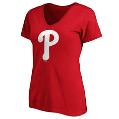 Philadelphia Phillies Fanatics Women's Core Official Logo V-Neck T-Shirt Discount