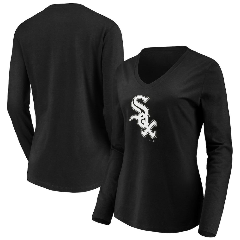 Chicago White Sox Fanatics Women's Official Logo Long Sleeve V-Neck T-Shirt Online