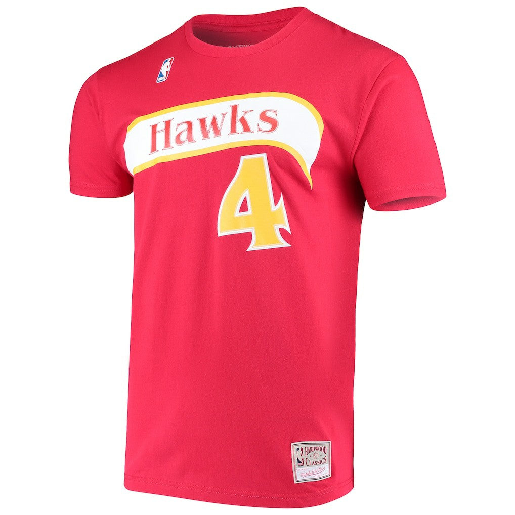 Mitchell & Ness Spud Webb Atlanta Hawks Hardwood Classics Name & Number T-Shirt Red