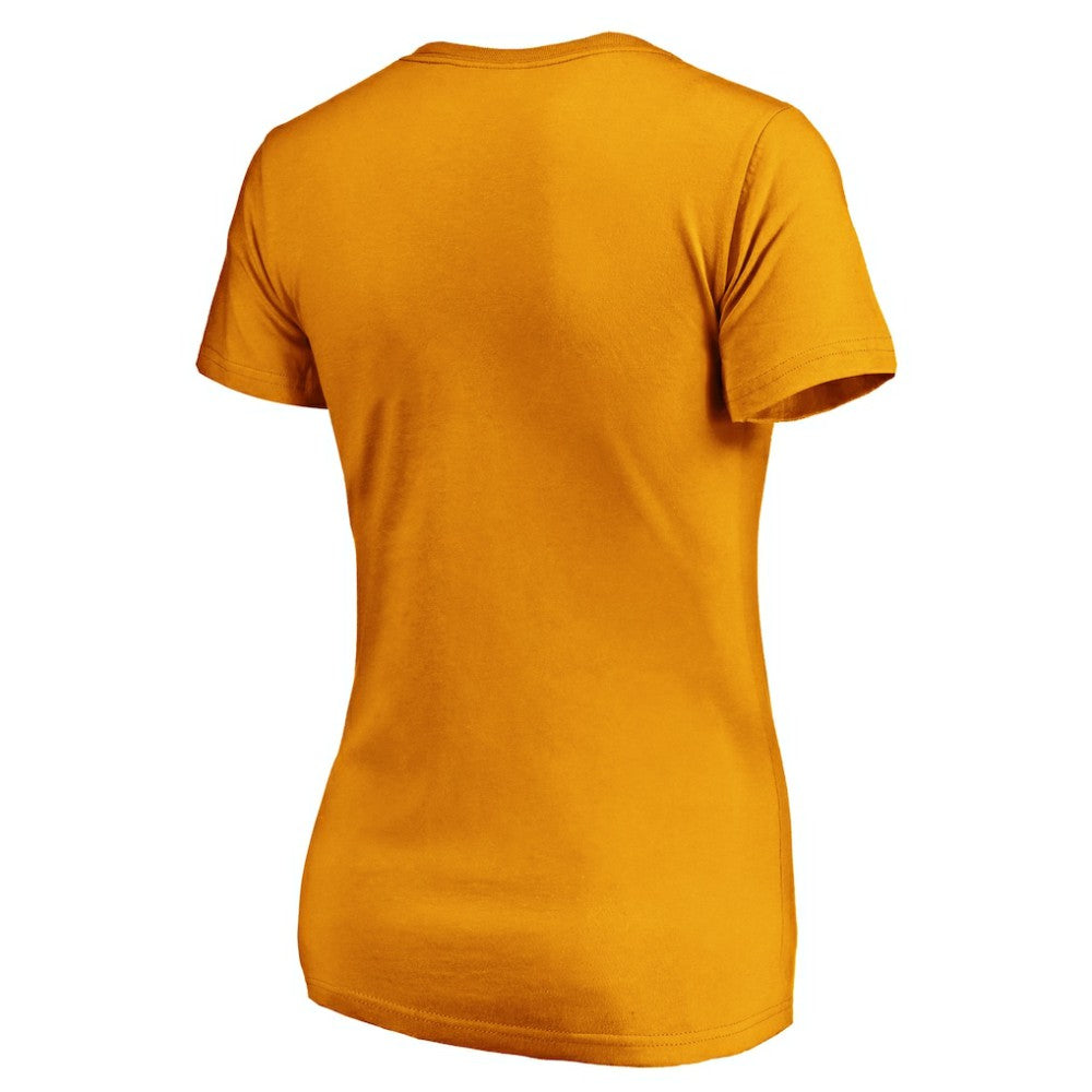 Nashville Predators Fanatics Women's Primary Logo V-Neck T-Shirt - Gold | Fanatics Lifestyle