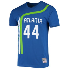 Mitchell & Ness Pete Maravich Atlanta Hawks Hardwood Classics Stitch Name & Number T-Shirt Blue