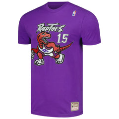 Mitchell & Ness Vince Carter Toronto Raptors Hardwood Classics Stitch Name & Number T-Shirt Purple