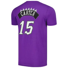 Mitchell & Ness Vince Carter Toronto Raptors Hardwood Classics Stitch Name & Number T-Shirt Purple