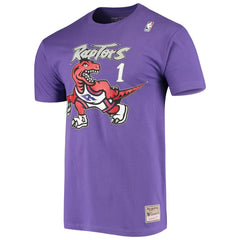 Mitchell & Ness Tracy McGrady Toronto Raptors Hardwood Classics Stitch Name & Number T-Shirt Purple