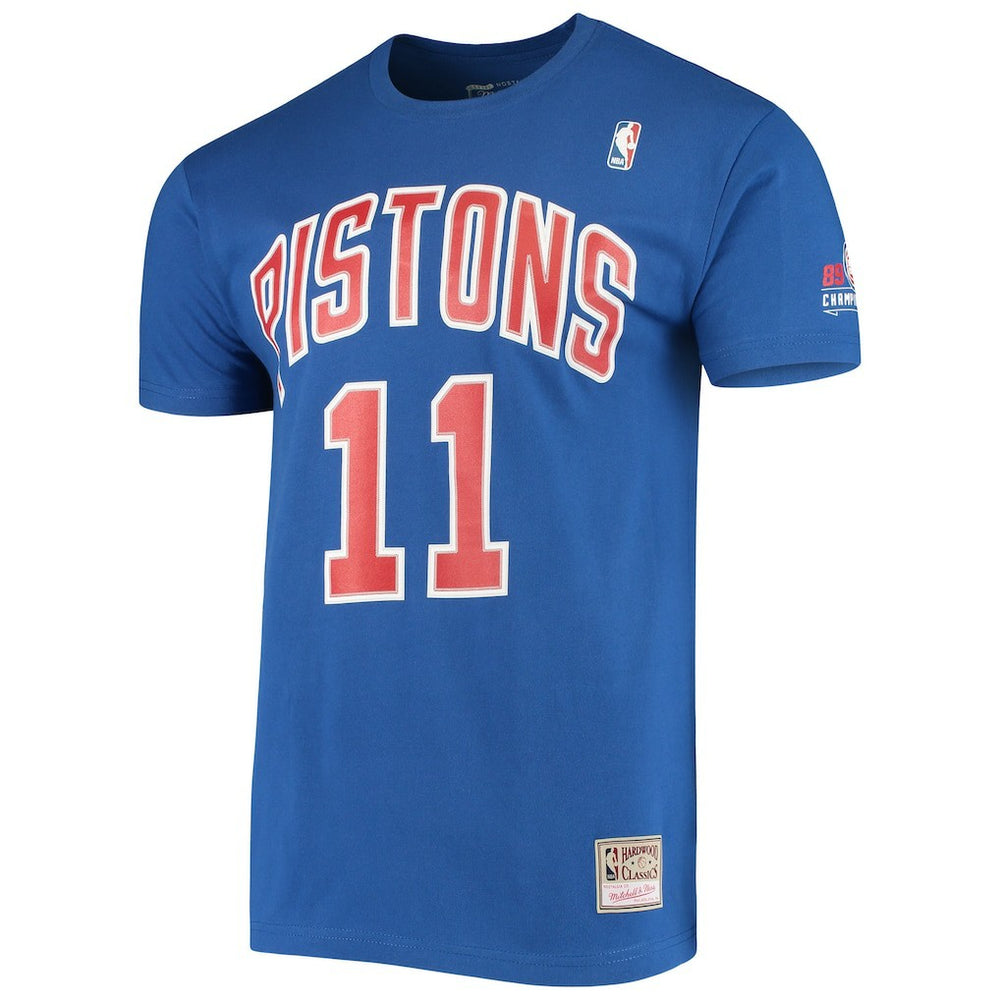 Mitchell & Ness Isiah Thomas Detroit Pistons Hardwood Classics Stitch Name & Number T-Shirt Blue