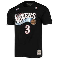 Mitchell & Ness Allen Iverson Philadelphia 76ers Hardwood Classics Stitch Name & Number T-Shirt Black