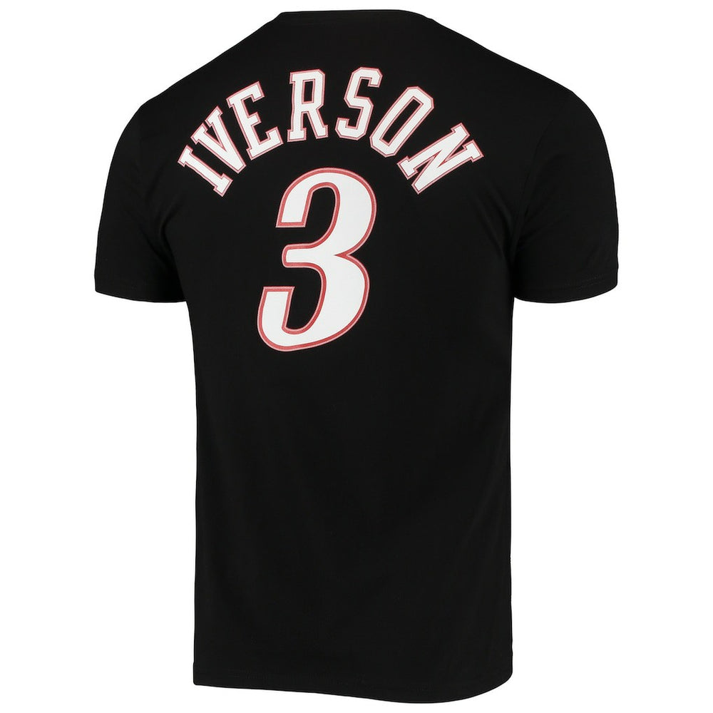 Mitchell & Ness Allen Iverson Philadelphia 76ers Hardwood Classics Stitch Name & Number T-Shirt Black