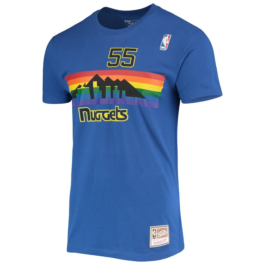 Mitchell & Ness Dikembe Mutombo Denver Nuggets Hardwood Classics Stitch Name & Number T-Shirt Royal