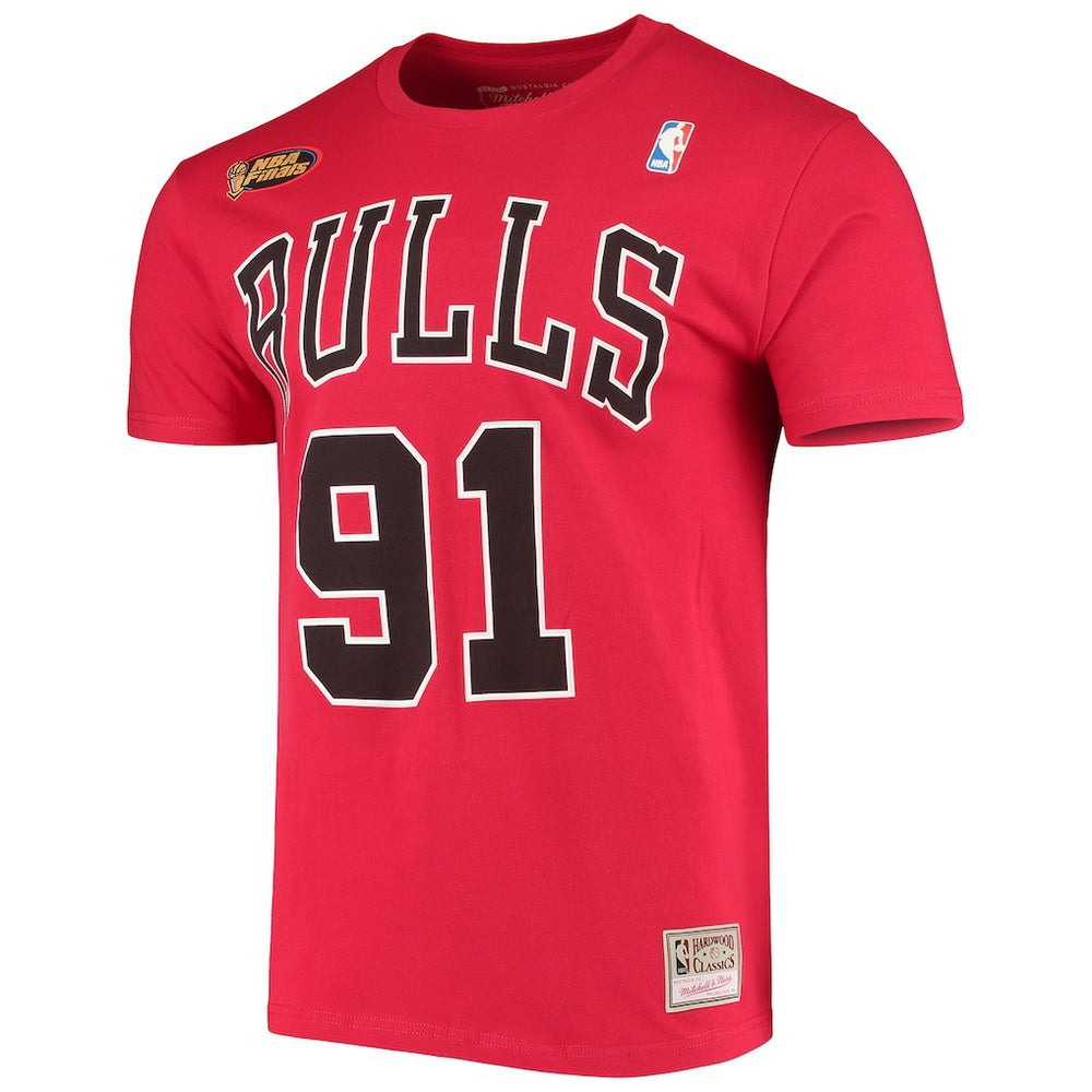 Mitchell & Ness Dennis Rodman Chicago Bulls Hardwood Classics Stitch Name & Number T-Shirt Red
