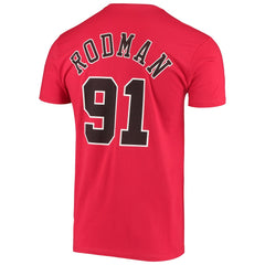 Mitchell & Ness Dennis Rodman Chicago Bulls Hardwood Classics Stitch Name & Number T-Shirt Red